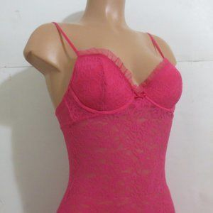 Victoria's Secret "The Lacie" Babydoll Lace /Ruffle Back Pink M